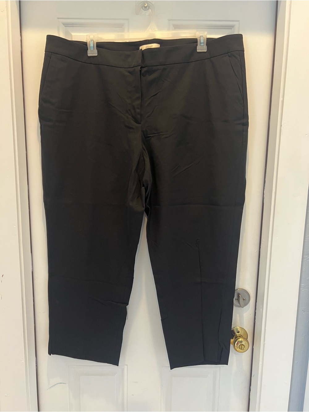 Sejour Womens Curvy Fit Pants Black High Rise Straight Stretch Size 24W #933